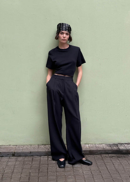Sway Black Leather Ballet Flats