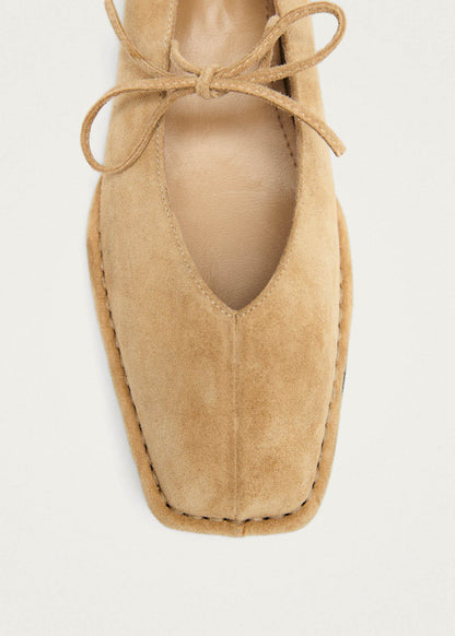Sway Suede Beige Leather Ballet Flats