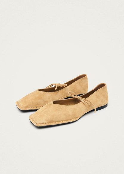 Sway Suede Beige Leather Ballet Flats