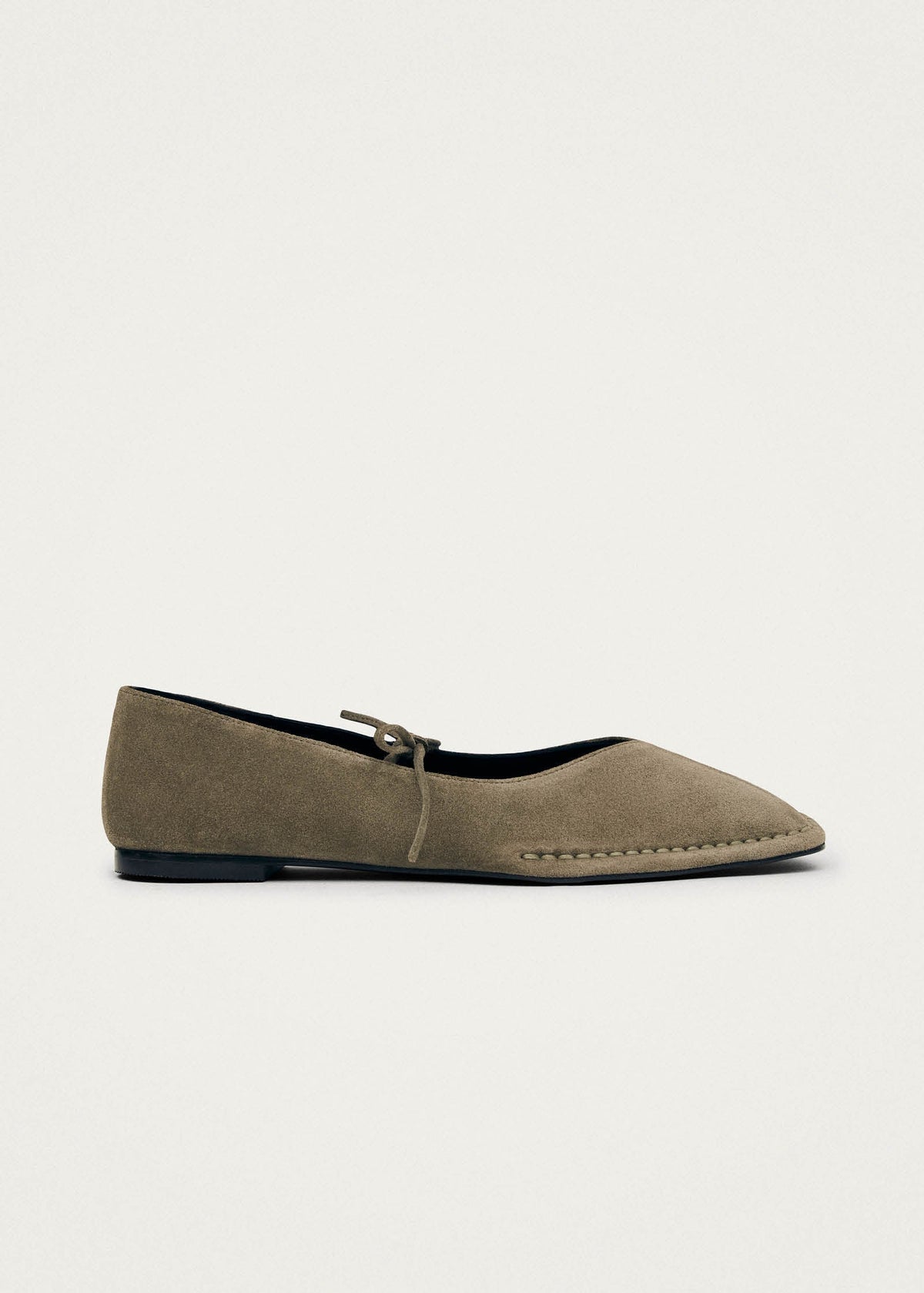 Sway Suede Khaki Leather Ballet Flats