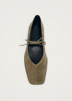Sway Suede Khaki Leather Ballet Flats
