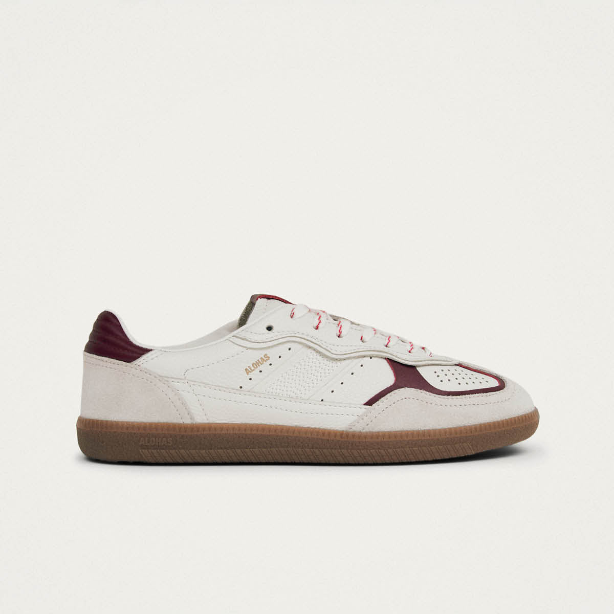 Tb.490 Rife Grain White Burgundy Leather Sneakers