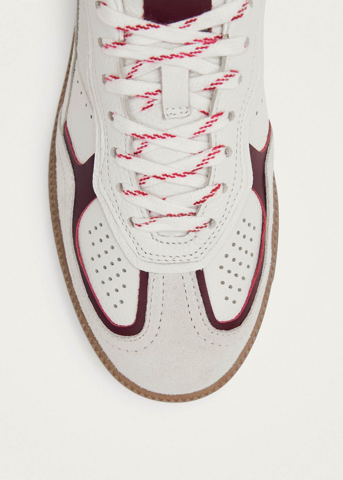 Tb.490 Rife Grain White Burgundy Leather Sneakers