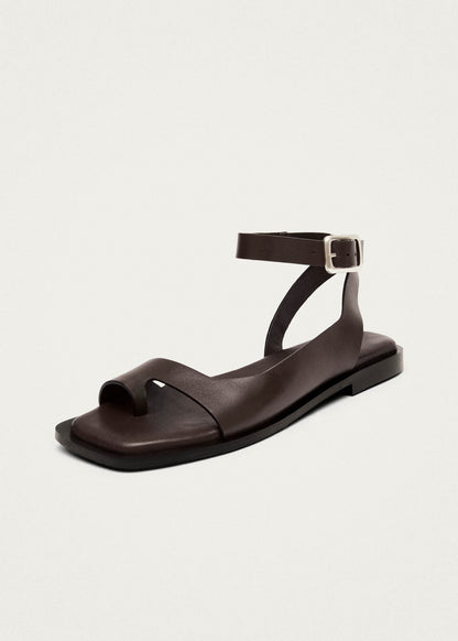 Tebas Brown Leather Sandals