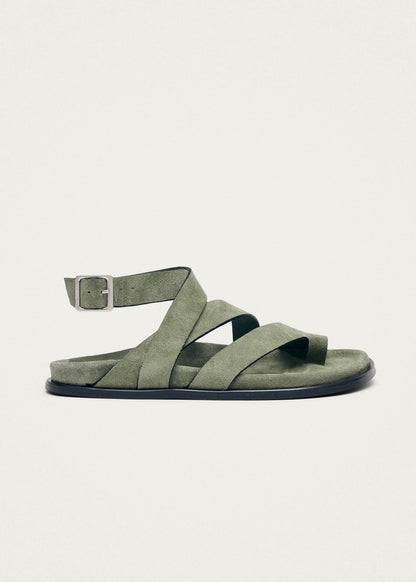 Tide Suede Green Leather Sandals