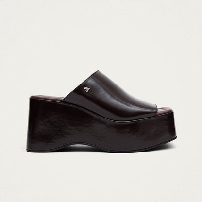 Vale Patent Brown Leather Sandals